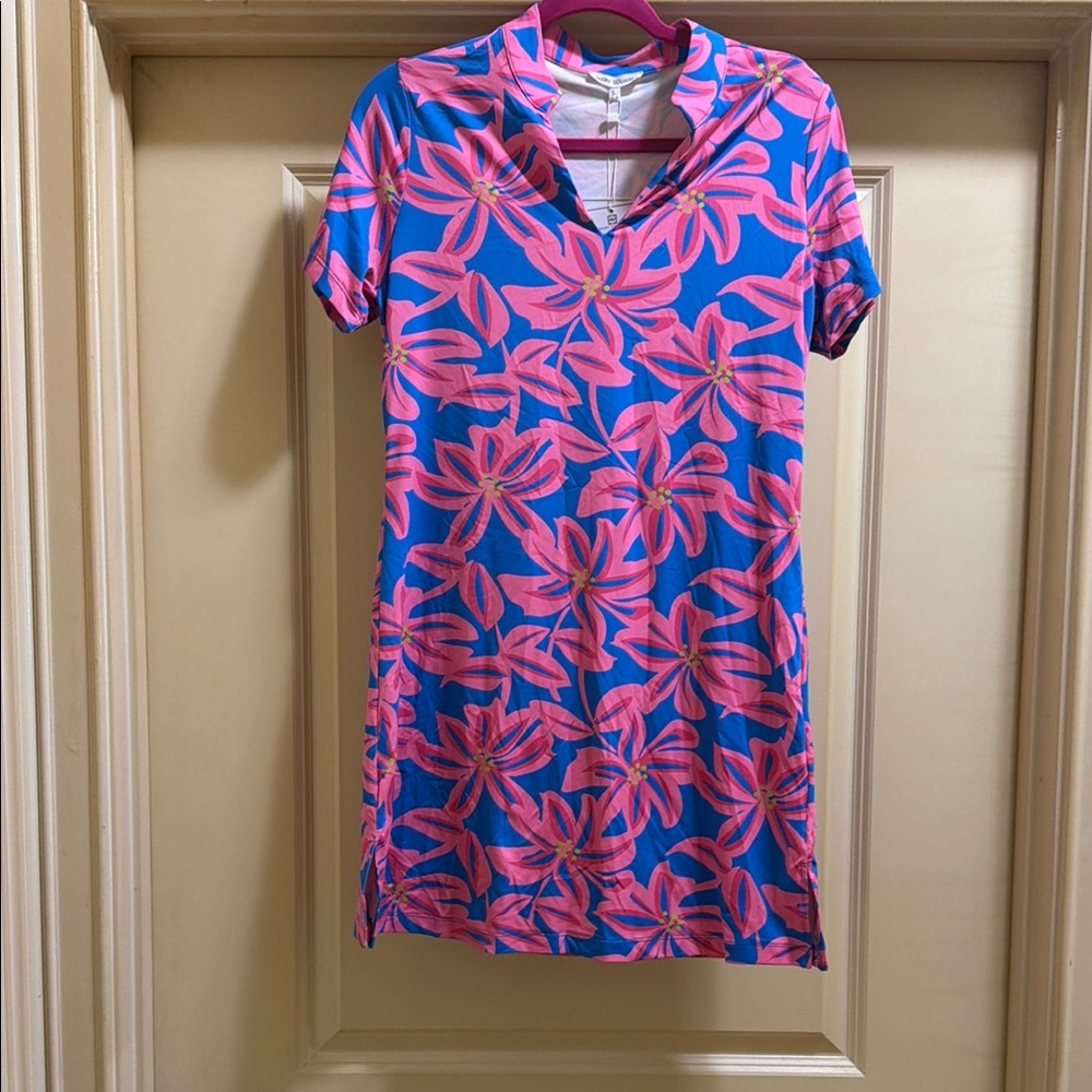 Mary Square Bright Blue & Pink Floral Shift Dress